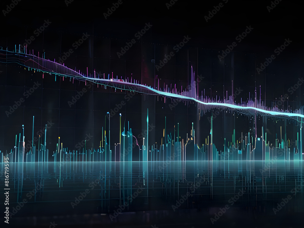 Data visualization, data network, sound waves effect or abstract technology background ai generative
