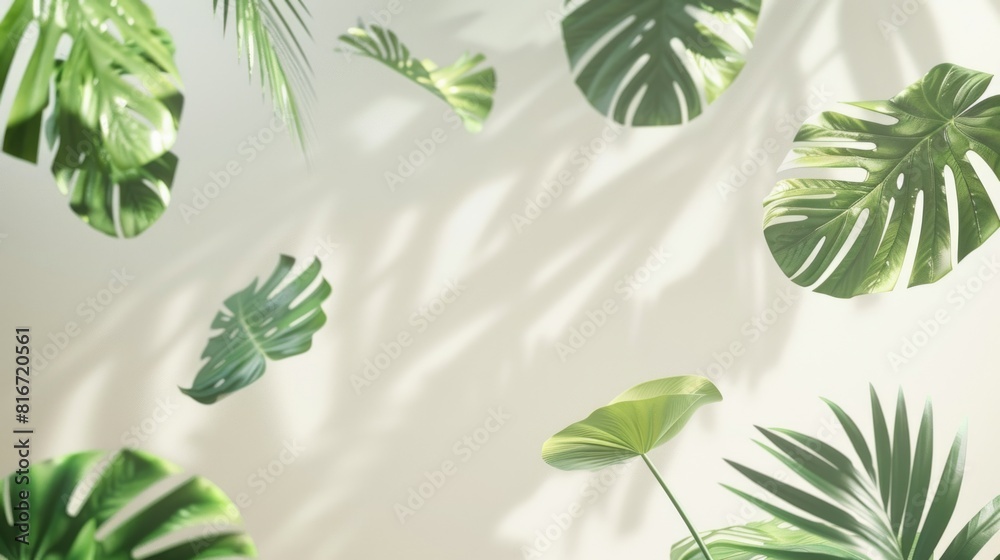 plants and palm leaves against a light neutral background. plants and palm leaves against a light neutral background.