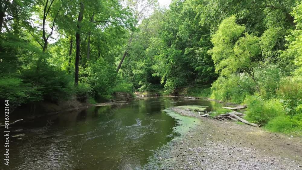 Drone shot of the Big Creek in Illinois Iron Furnace in Shawnee National Forest in Illinois, USA Drone shot of the Big Creek in Illinois Iron Furnace in Shawnee National Forest in Illinois, USA