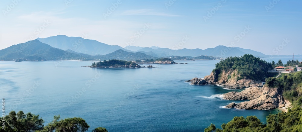 A wide view of the coastal area on Sri Chang Island perfect for a copy space image
