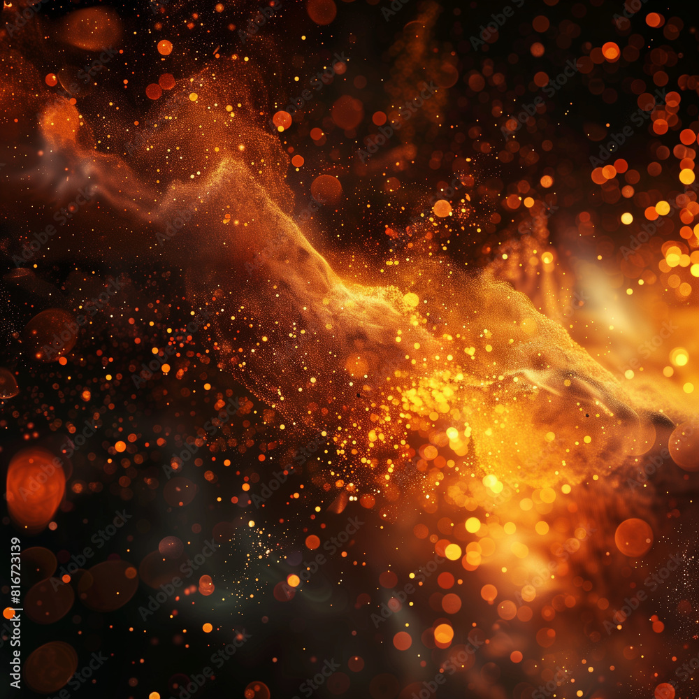 3D Abstract Explosive Background, fire and fireworks, magic in space