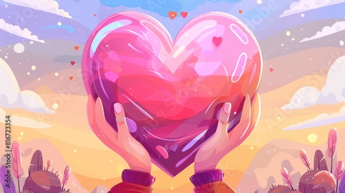 Greetings  love  philanthropy  charity  donation  valentine  help to people with needs  support  and philanthropy. Illustrations for web banners or flyers.