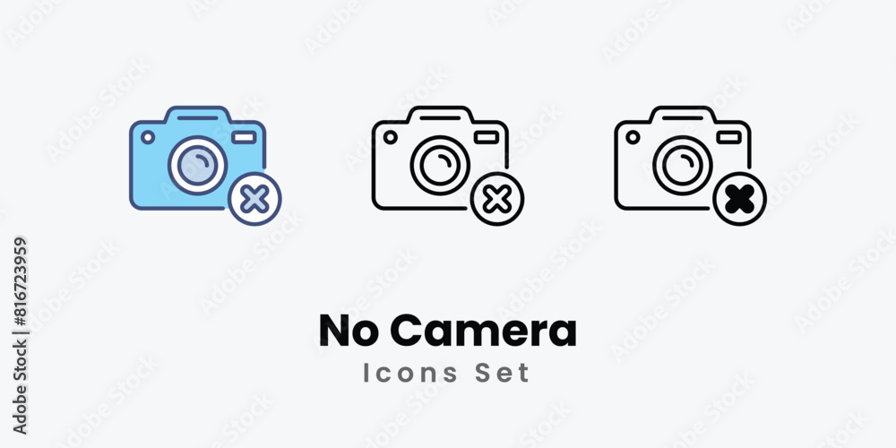 No Camera Icons thin line and glyph vector icon stock illustration No Camera Icons thin line and glyph vector icon stock illustration