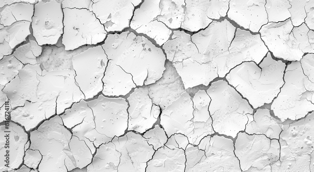 Cracked white paint on the wall, wall texture. Light white background for information Cracked white paint on the wall, wall texture. Light white background for information