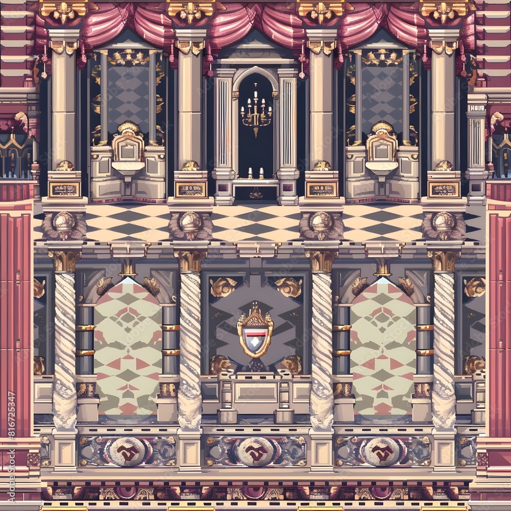 Obraz premium inside a royal chamber floor texture tile seamless pattern background