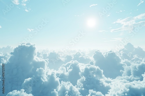 Bright sun shining through fluffy clouds, perfect for weather or nature concepts #816725787