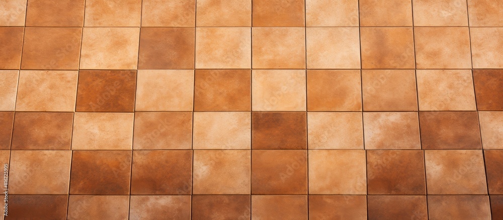 Seamless background pattern of brown terra cotta floor tiles outdoors with wide copy space image