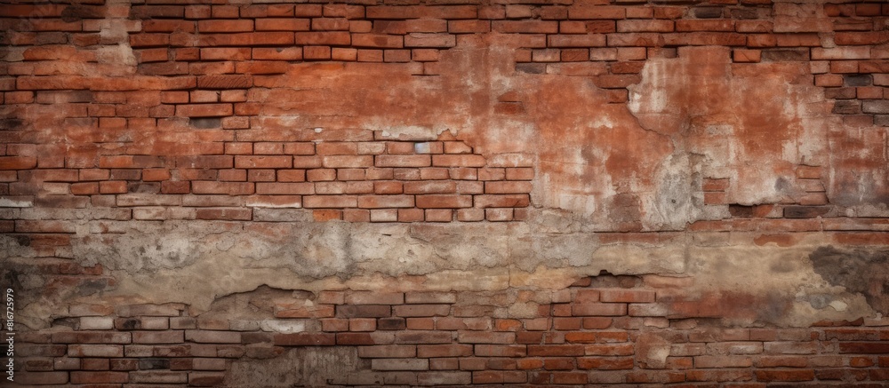 A textured red brick wall with a rustic and worn appearance offering room for additional elements in the image A textured red brick wall with a rustic and worn appearance offering room for additional elements in the image