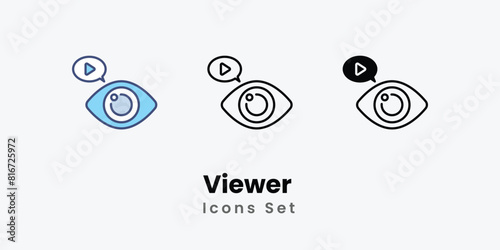 Viewer Icons thin line and glyph vector icon stock illustration