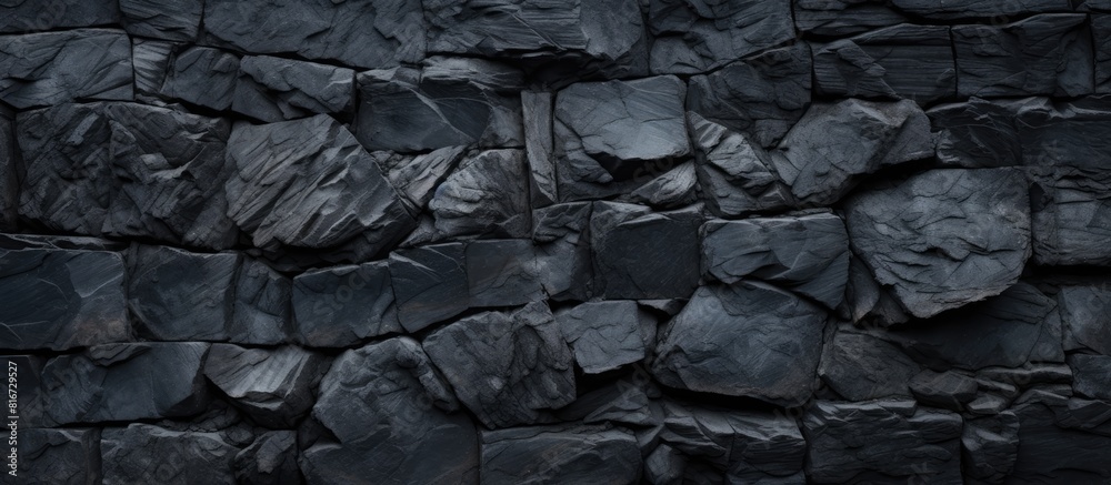 A copy space image of a black stone texture serves as the background A copy space image of a black stone texture serves as the background