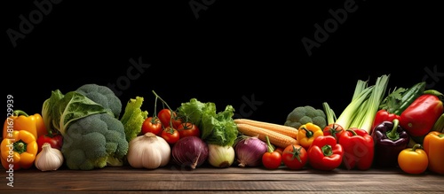 A copy space image of vegetables arranged on a rustic wooden background