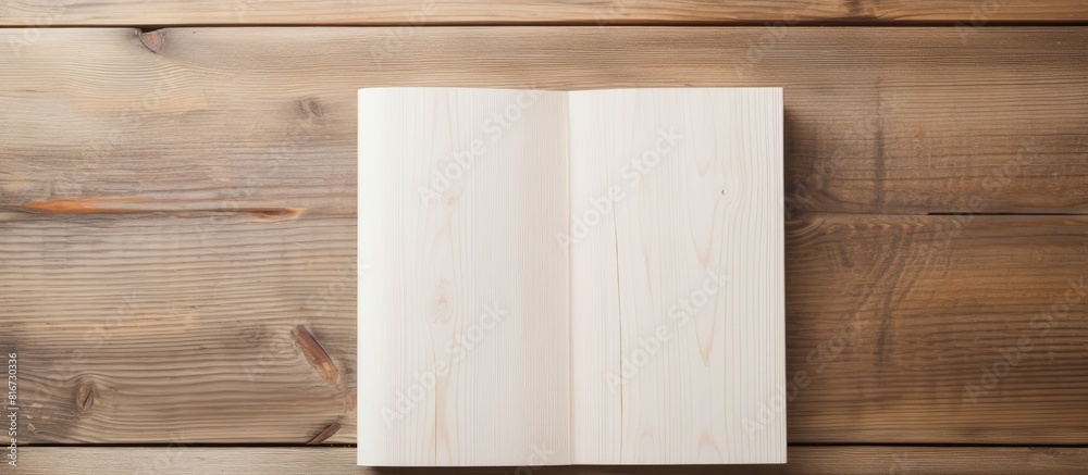 Wood background with a blank catalog magazines and book mock up providing space for personalized content. with copy space image. Place for adding text or design Wood background with a blank catalog magazines and book mock up providing space for personalized content. with copy space image. Place for adding text or design