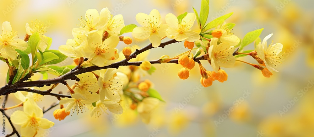 A stunning spring blossom resplendent in yellow with ample room for text or images A stunning spring blossom resplendent in yellow with ample room for text or images