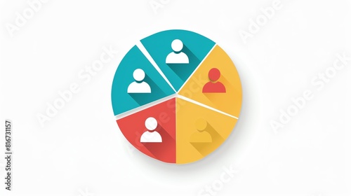 Customer segmentation analysis flat design, top view, demographics theme, cartoon drawing, Triadic Color Scheme