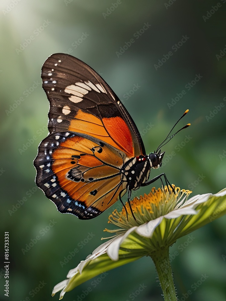 Obraz premium Watercolor butterfly with soft washes of color flutters on a clean white background