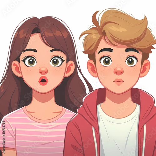 boy and girl surprised, generative ai