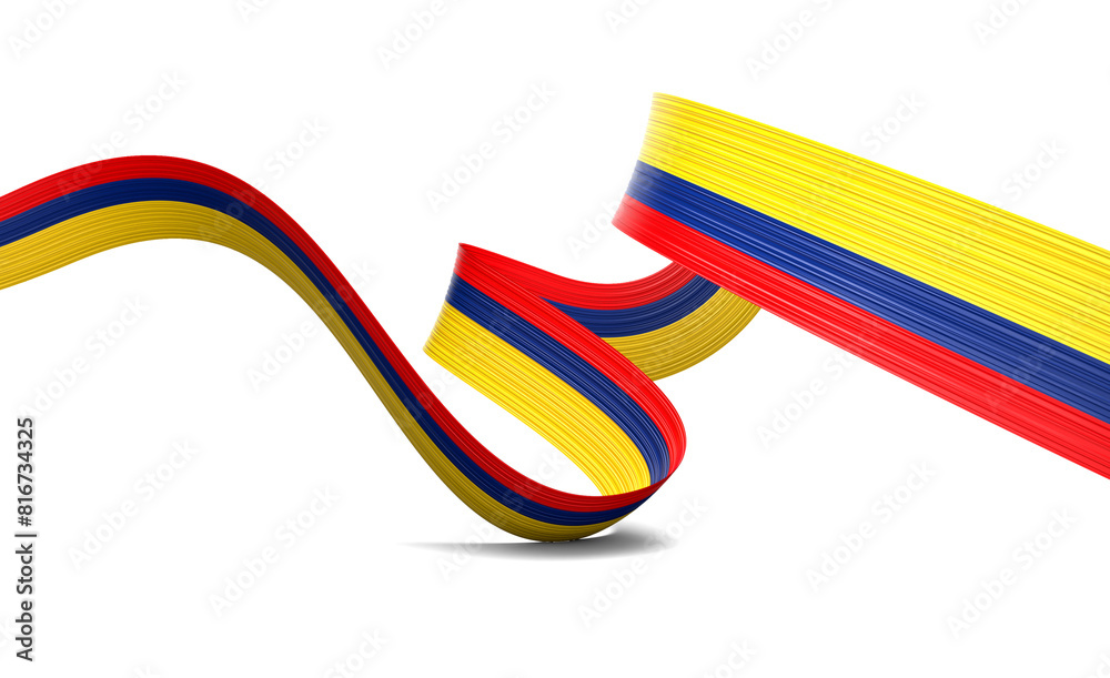 3d Flag Of Colombia 3d Wavy Shiny Colombia Ribbon Flag Isolated On ...