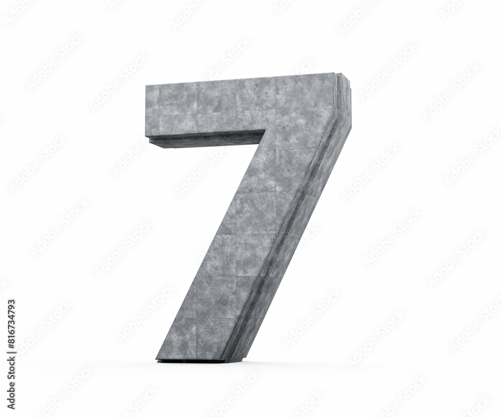 Concrete Number Seven 7 Digit Made Of Grey Concrete Stone On White Background 3d Illustration Concrete Number Seven 7 Digit Made Of Grey Concrete Stone On White Background 3d Illustration