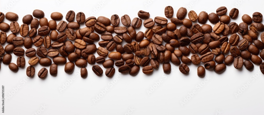 Obraz premium White background with coffee beans providing ample copy space for text or other elements