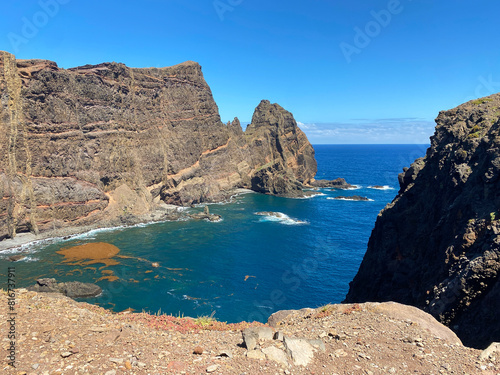 A beautiful bay in the Madeira. Volcanic island. Madeira landscapes. The island of eternal spring. Cape Saint Lawrence in Portugal