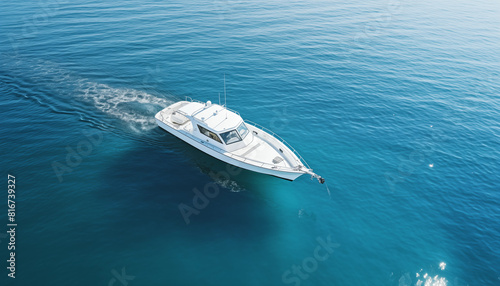 Aerial view of a boat on sea water
