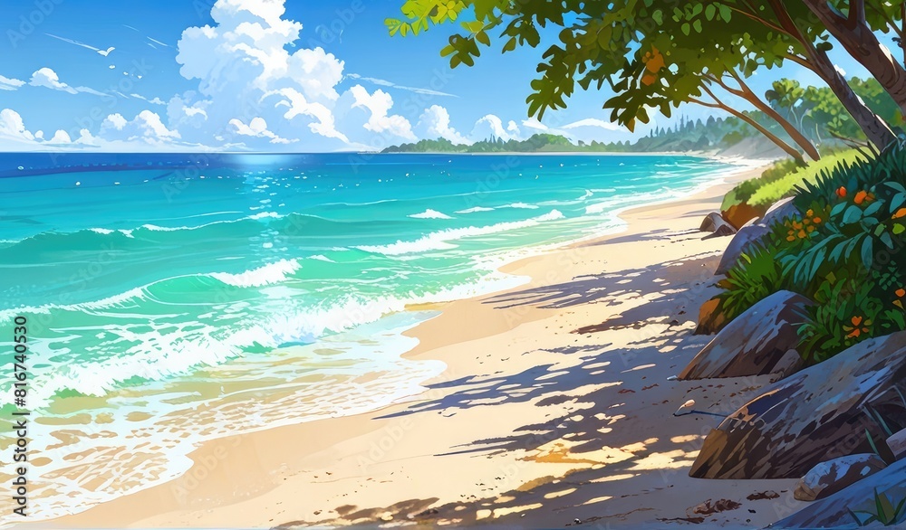 Golden Hour Glory: Reflective Beach Scene Golden Hour Glory: Reflective Beach Scene