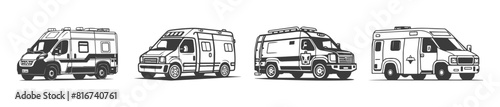 black vector set of ambulance cars