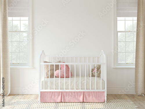 Nursery interior in romantic style. 3d render.