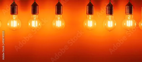 A vibrant orange background...