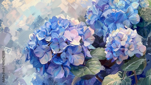 Blooming Hydrangea: Blue Flowers on Canvas