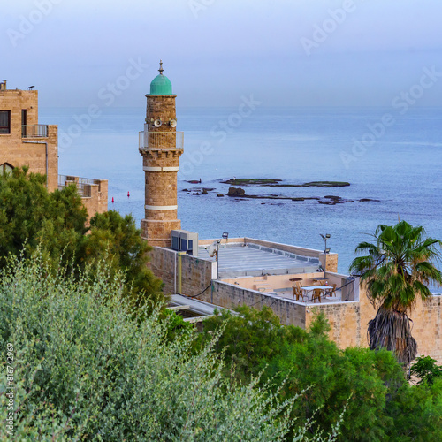 Sunrise view of the Al-Bahr Mosque,  Jaffa