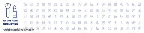 100 icons Cosmetics collection. Thin line icon. Editable stroke. Cosmetics icons for web and mobile app.