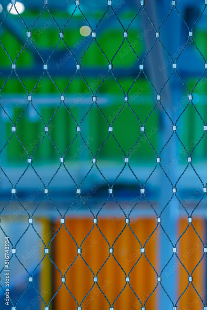 Fence grid, and colorful shipping containers