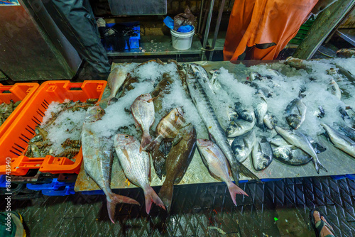 Obraz na płótnie Fish on sale in the market, port of Jaffa w salonie