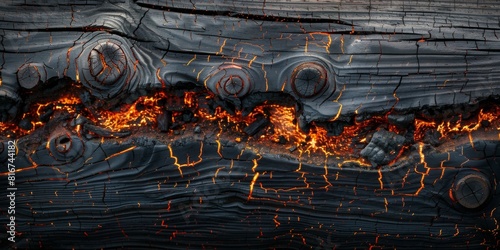 Close Up of Black Wood With Flames