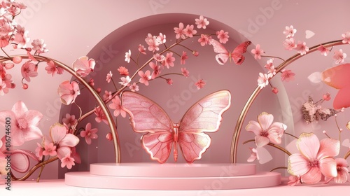 Pink Background Butterfly