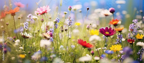 The image of wild flowers serves as a natural backdrop with ample copy space for text or lettering