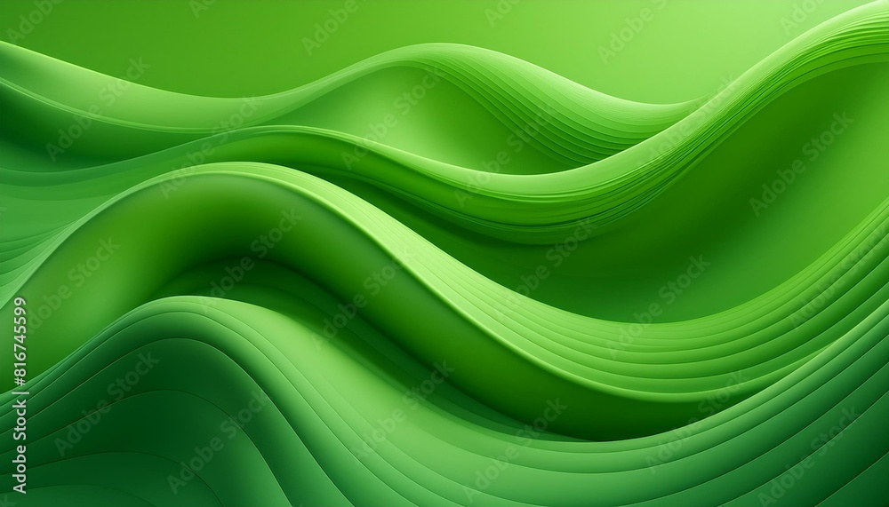 Fototapeta premium A smooth, wavy pattern in various shades of green, symbolizing growth and sustainability. 