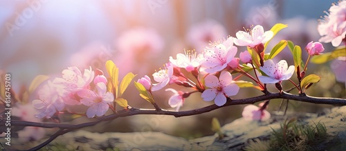 Spring is a time when enchanting flowers come to life creating a picturesque scene with their vibrant colors and delicate petals. with copy space image. Place for adding text or design