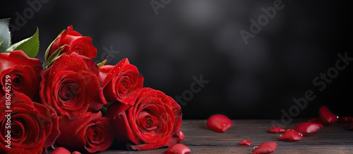 Valentine s day themed background with red roses and copy space image