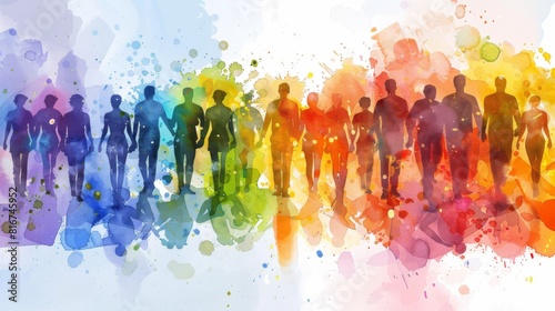 Group of People Standing in Front of Colorful Background