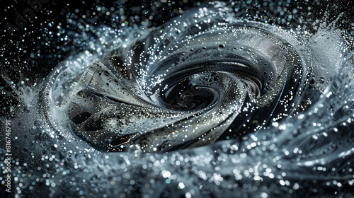 Mesmerizing Swirl of Glittering Water in Monochrome