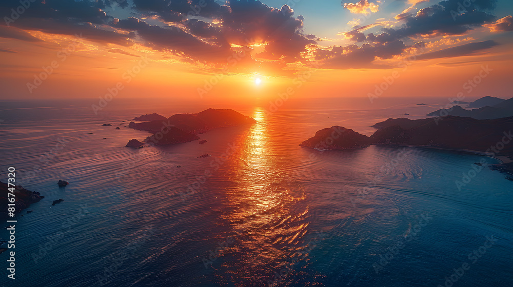 Naklejka premium sunset over the sea