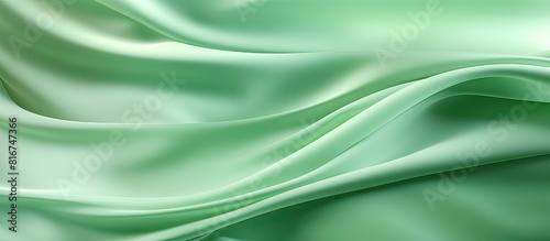 Elegant light green silk fabric with wavy patterns creates a beautiful and luxurious abstract background design Perfect for cards or banners Copy space image