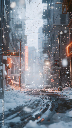 snow on the window