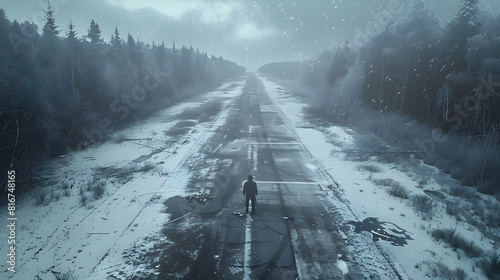 snow covered road in winter