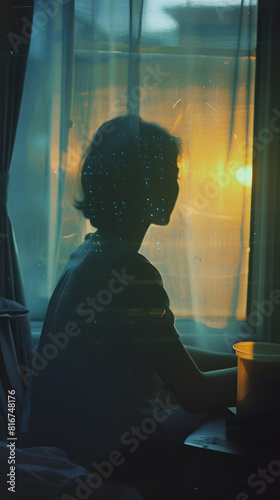 silhouette of a person in a window