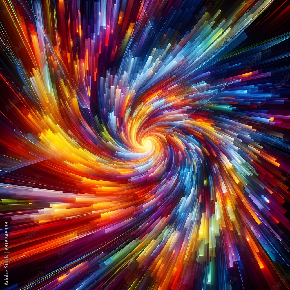 Vibrant Vertex abstract colorful shapes swirling and converging in a radiant display