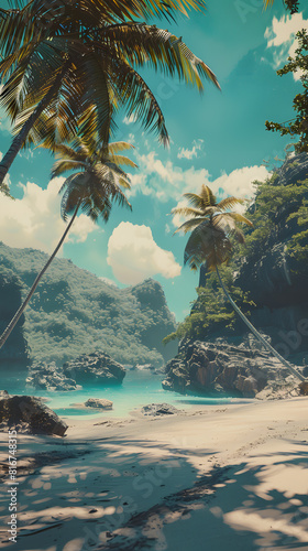 tropical island with palm trees