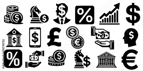 Finance SVG, Wallet SVG, Dollar SVG, Money SVG, Finance PNG, Finance Silhouette, Finance icon set, Vector illustration, Profit, Bank, Losses, Money, Coins, Earnings, Wallet, Finance Icons photo